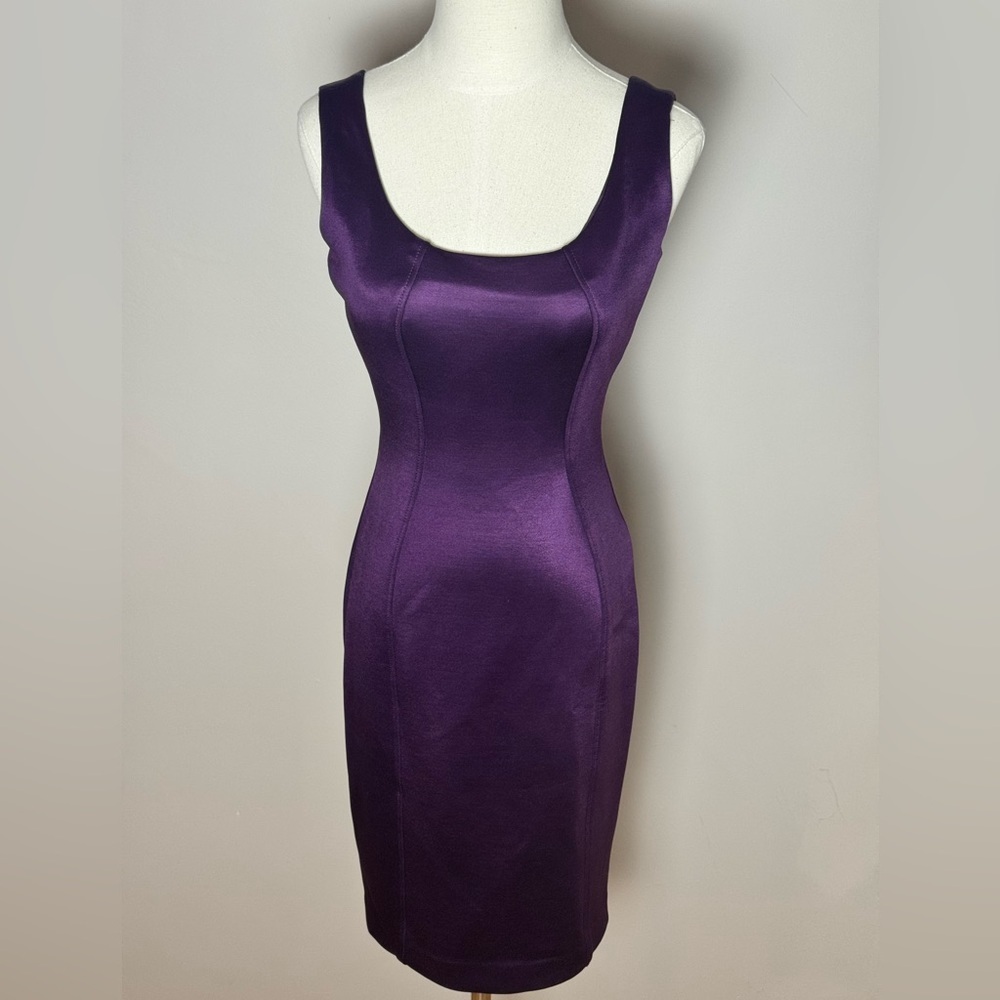 Versace Purple Scoop Neck Sheath Dress Size 40